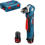 Bosch Trapano angolare 10,8V + 2 batterie litio 2,0ah professionale GWB10,8 V-LI