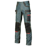 Upower Pantalone da lavoro tessuto Jeans 330gr/m2 Multitasca Platinum Button 