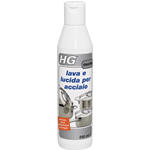 HG - Detergente lava e lucida per prodotti in acciaio 250 ml cucina pentole