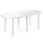 Tavolo plastica da Giardino ESTERNO 180X90 H72 OVALE gambe smontabili bianco