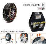 CATENE DA NEVE AUTO GRUPPO 90 OMOLOGATE A ROMBO 9mm MONTAGGIO RAPIDO UNIVERSALI