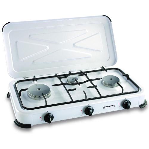 KEMPER FORNELLO FORNELLINO A GAS 3 FUOCHI CUCINA PORTATILE DA CAMPEGGIO 3kW