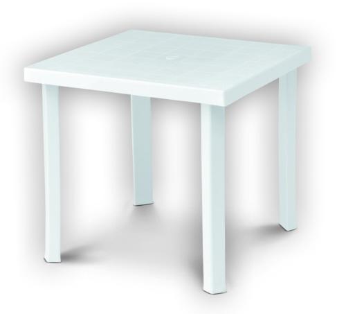 Tavolo quadrato in plastica da Giardino 80x80 H72cm gambe smontabili BIANCO