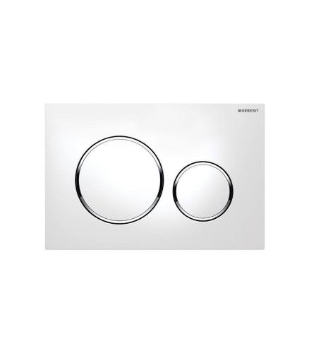 GEBERIT PLACCA SIGMA20 BIANCO E CROMO 2 PULSANTI CASSETTA SCARICO WC