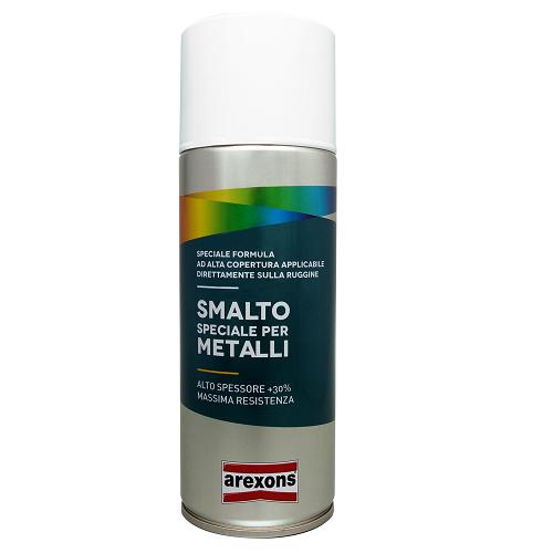 AREXONS BOMBOLETTA SMALTO VERNICE SPRAY SPECIALE METALLI ALTA COPERTURA 400  ML (3853 - Bianco ghiaccio opaco)