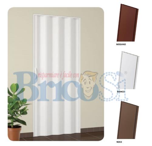 KIT PORTA A SOFFIETTO INTERNO SCORREVOLE PVC 82X210 BIANCO NOCE MOGANO