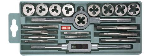 VALEX KIT SET 20 MASCHI E FILIERE FILIERA ACCIAIO INOX PER FILETTATURA  CASSETTA