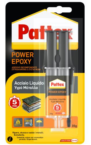 PATTEX Colla Adesivo Acciaio Liquido Siringa incolla Vetro Ceramica  Muratura 35g