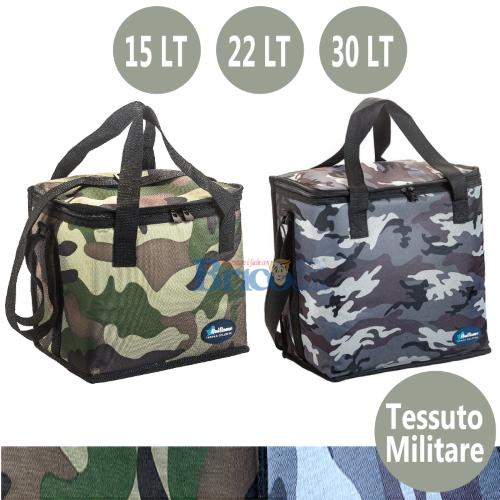 BORSA FRIGO TERMICA PORTA PRANZO MILITARE 15 20 30 LT MARE PIC NIC CON  TRACOLLA