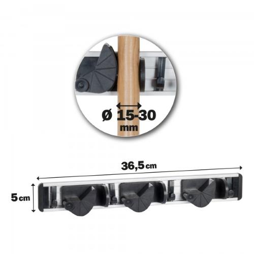 Rastrelliera Portascope 3 posti da muro parete porta scope con ganci