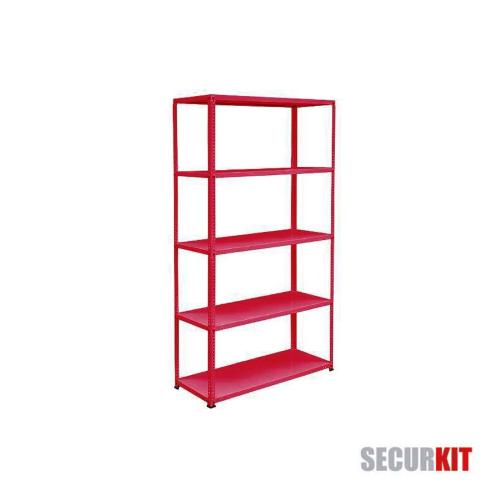 Scaffale componibile 5 Ripiani Rosso Scaffalatura 100x40x186 SecurKit 400Kg