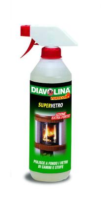 Diavolina Detergente pulitore vetri stufe camini 500ml pellet legna  SUPERVETRO