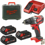 TRAPANO AVVITATORE A PERCUSSIONE 18V 3 BATTERIE MILWAUKEE M18CBLPD-203C