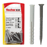 FISCHER 25 TASSELLI TASSELLO NYLON VITE A CHIODO PER BATTISCOPA MURO 504502