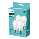 Kit 4 Lampadine Led Philips 10w - 75w E27 Luce bianca calda 2700°K