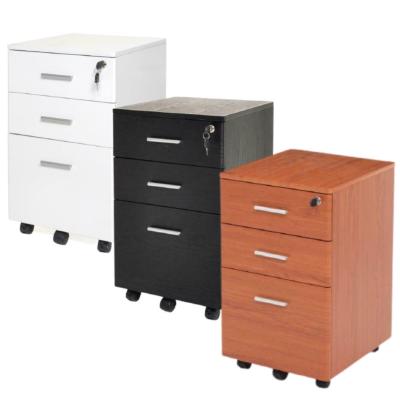 chest ciliegio cassettiera ufficio legno chiave con ruote scrivania tavolo  3 cassetti nero