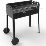 Barbecue fornacetta BBQ rettangolare con ruote a carbonella griglia 75x37 cm