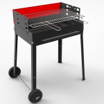 Barbecue fornacetta BBQ rettangolare con ruote a carbonella griglia 60x40 cm