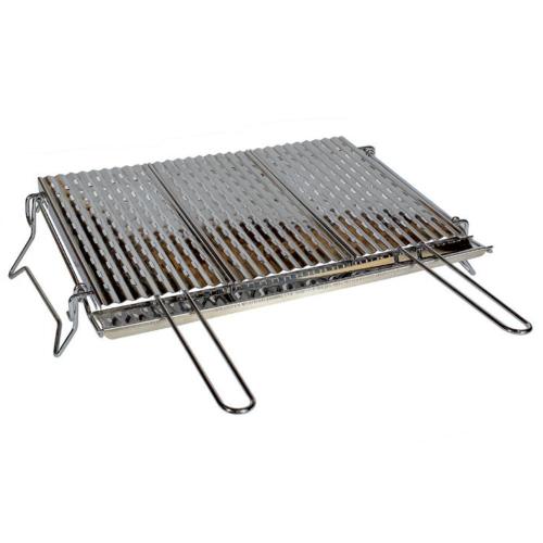 Graticola griglia in acciaio inox cm 53x40 con recupero grasso per barbecue gril