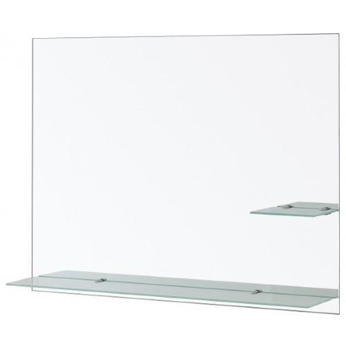 Specchio semplice da bagno rettangolare a parete 80x60 cm con mensole in  vetro