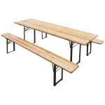 Set Tavolo Birreria 220X70 cm pieghevole da Esterno Giardino Legno con 2 panche