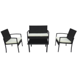 Set Salotto da Giardino Effetto Rattan Nero 2 Poltrone con Divano e Tavolino