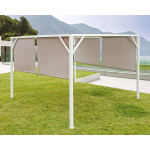 Gazebo pergola in acciaio bianco 3x3mt telo tortora Bizzotto Cipro da giardino