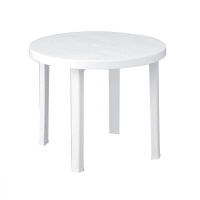 Tavolo in plastica da giardino tondo 87 cm gambe smontabili Tolomeo bianco