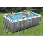 Piscina Bestway Power Steel rettangolare rattan grigio 412X201X122 cm con filtro e scaletta