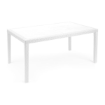 Tavolo da esterno giardino 150x90 cm Prince polipropilene effetto rattan bianco