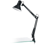 Lampada da tavolo scrivania E27 braccio snodato orientabile con morsetto nera