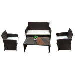 Set Lucca Salotto da Giardino Effetto Rattan Nero Poltrone con Divano e Tavolino