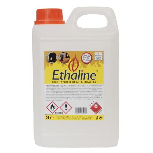 COMBUSTIBILE LIQUIDO ECOLOGICO BIOETANOLO NATURALE ETHALINE 2LT INODORE  BIOCAMINO CAMINO