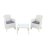 SET SALOTTO DA GIARDINO BIANCO IN PLASTICA EFFETTO RATTAN AKITA