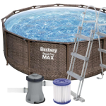 Set piscina fuoriterra rotonda Steel Pro MAX Bestway da 366x100 cm effetto rattan