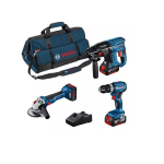 Bosch Professional Kit 3 utensili Brushless smerigliatrice, trapano, martello perforatore, 18 V con batterie