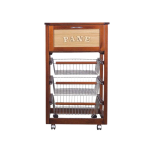 CARRELLO CUCINA LEGNO PER PORTAVERDURA 3 CESTINI CASSETTO PORTAPANE