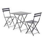 SET SALMAR BISTROT PIEGHEVOLE TAVOLINO 60X60 + 2 CON SEDIE ANTRACITE