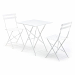 SET SALMAR TAVOLO + 2 SEDIE PIEGHEVOLI BISTROT 60×60 CM BIANCO