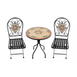 SET ISCHIA CON TAVOLO PIANO TONDO DA 60 CM E DUE POLTRONE PIEGHEVOLI