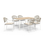 TAVOLO ACCIAIO BI150X90 H72+6P BEIG RODI