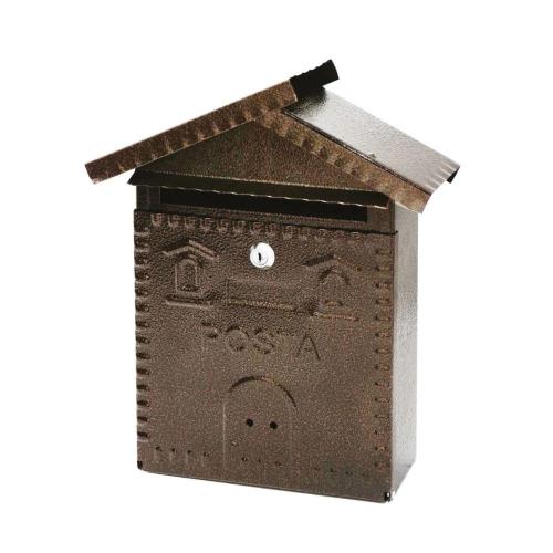 CASSETTA POSTA ACCIAIO VERNICIATO 28X9 H 35 ANTRACITE TETTO 