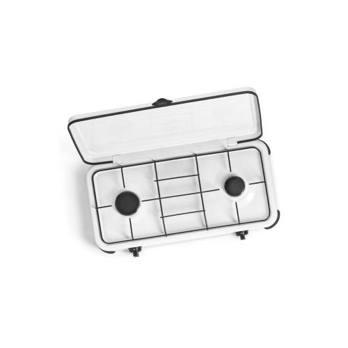 FORNELLO A GAS 2 FUOCHI BIANCO + COPERCHIO 59X32       