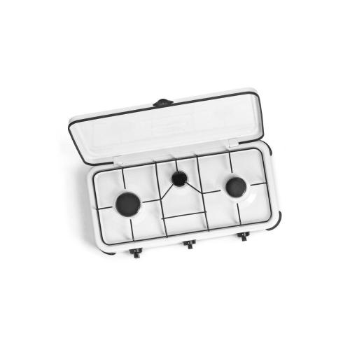 FORNELLO A GAS 3 FUOCHI BIANCO + COPERCHIO 59X32       