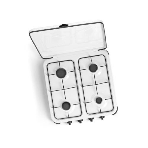 FORNELLO A GAS 4 FUOCHI BIANCO + COPERCHIO 50X50       