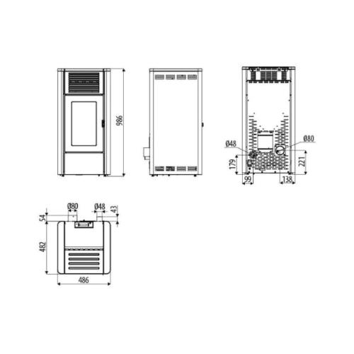 Stufa a Pellet in acciaio e ghisa MCZ Gio' Air 8 S1 8kw Ventilata Bordeaux