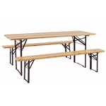 Set Tavolo Birreria 200X60 cm pieghevole da Esterno Giardino Legno con 2 panche