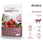 GIUNTINI ITALIAN WAY ALIMENTO ANIMALI CROCCANTINI GATTO GATTI 400G ANATRA SENS