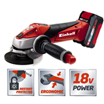 SMERIGLIATRICE ANGOLARE A BATTERIA LITIO 18V EINHELL TE-AG 18LI KIT DISCO Ø115MM 