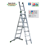 FACAL SCALA ALLUMINIO TRASFORMABILE 3 PEZZI 6+7 PIOLI H.MAX 5,05 MT P 240-3